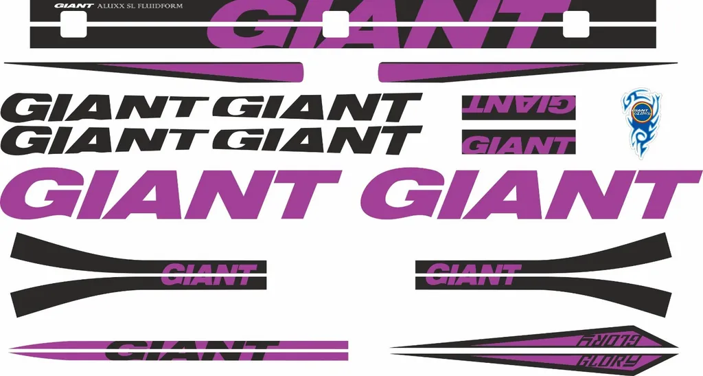 Bicycle Vinyl Stickers – Fits GIANT GLORY Bike Frames – Purple - 1