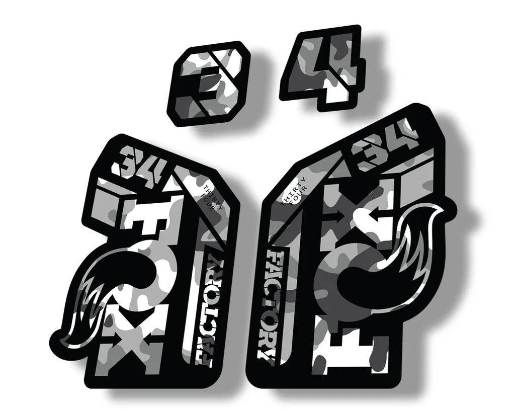 FOX 34 2021 Factory Forks Suspension Decal Sticker White Camo - 1