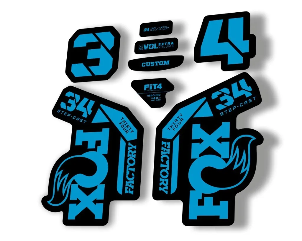 FOX 34 Step Cast SC 2023 Factory Fork Decals Suspension Sticker Blue - 1
