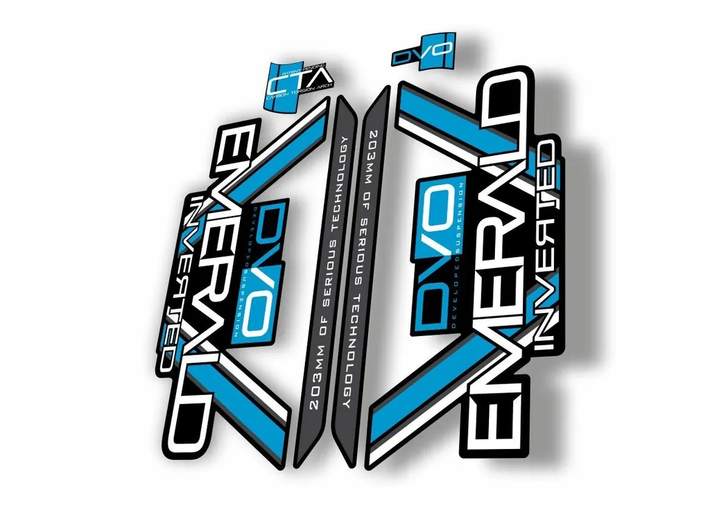 DVO 2016 EMERALD 27.5 - 29 Fork Suspension Sticker Decal Kit Adhesive Blue - 1