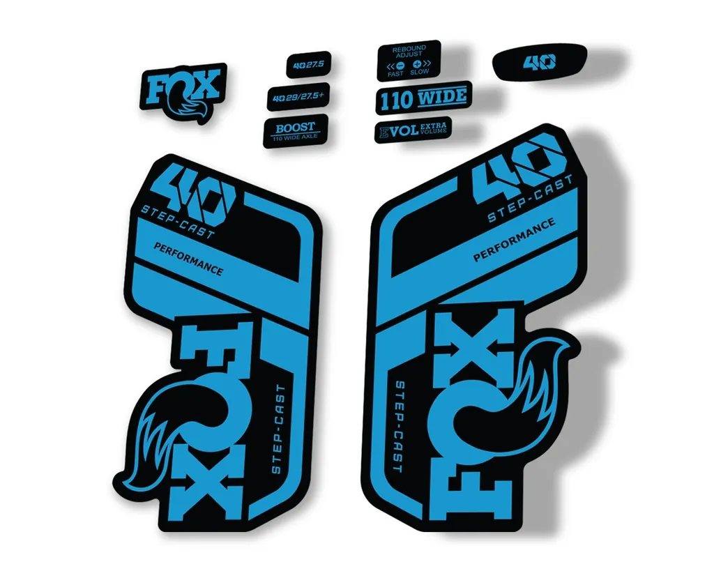 FOX 40 Step Cast SC 2021 Performance Fork Decals Suspension Sticker Blue - 1