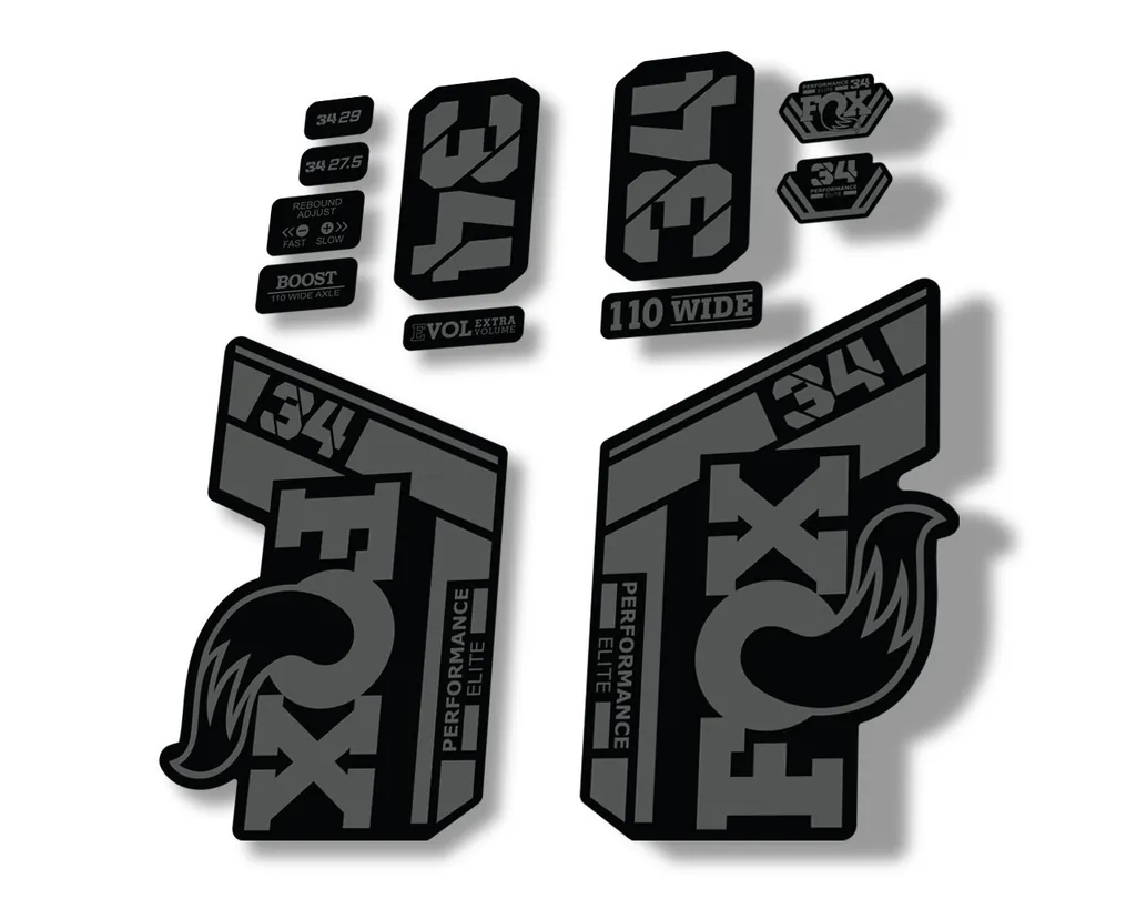 FOX 34 Performance Elite 2021 Factory Fork Decals Suspension Sticker Gray - 1