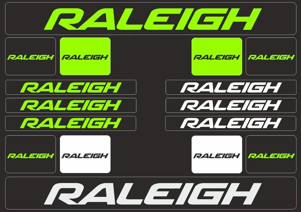 Bicycle Vinyl Stickers – Compatible with RALEIGH Mountain Bikes – Green - 1