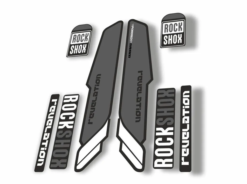Rock Shox REVELATION 2013 Mountain Bike Cycling Decal Kit Sticker Adhesive Gray - 1