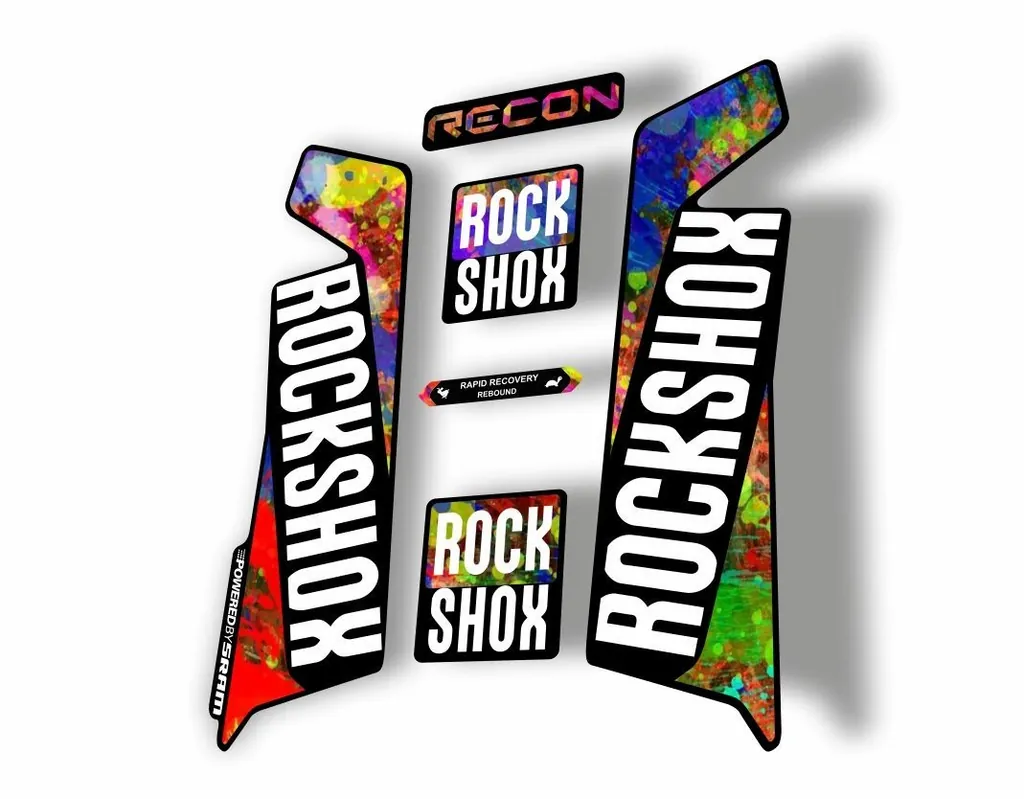 Rock Shox RECON 2016-17 Mountain Bike Cycling Decal Kit Sticker Oil Slick - 1