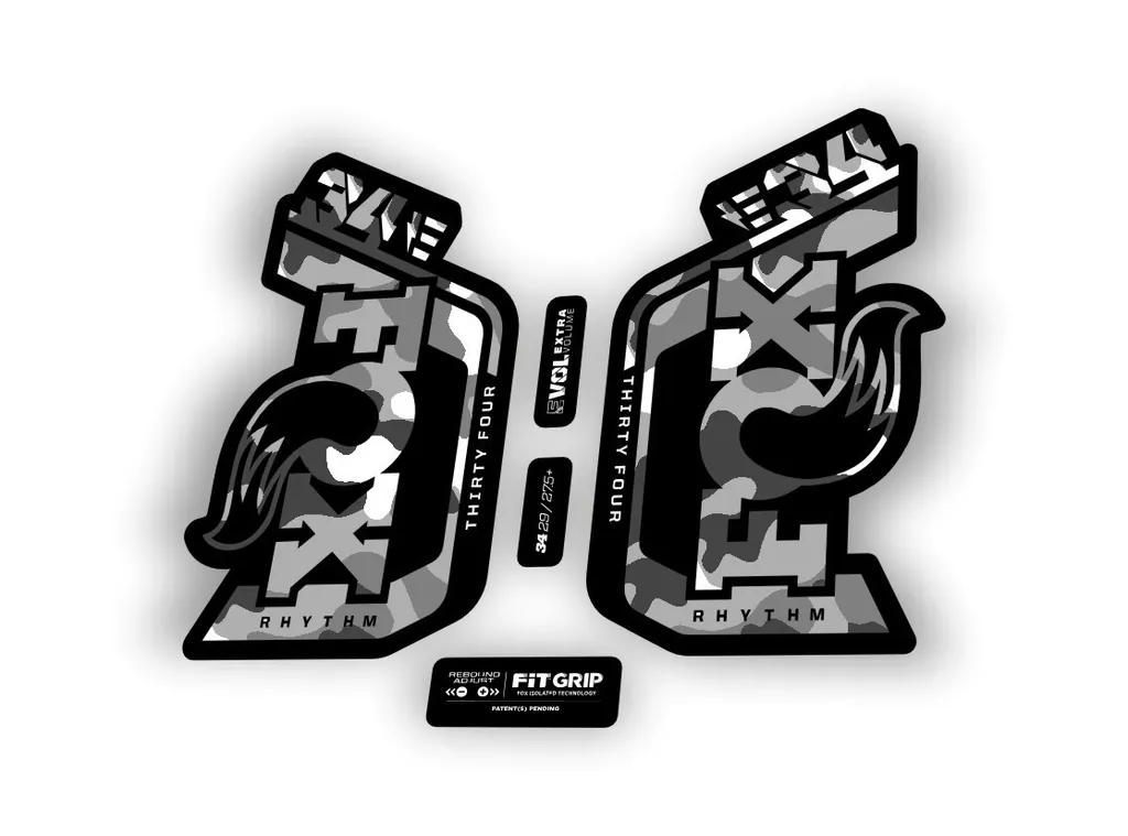 Fox 34 Rhythm E Bike 2024 Fork Suspension Factory Decal Sticker White Camo - 1