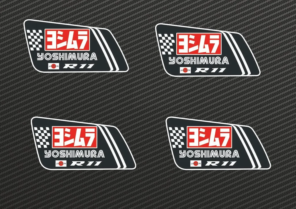 Yoshimura NEW Exhaust Muffler Decal R11 Replacement Adhesive Sticker 4X Set - 1