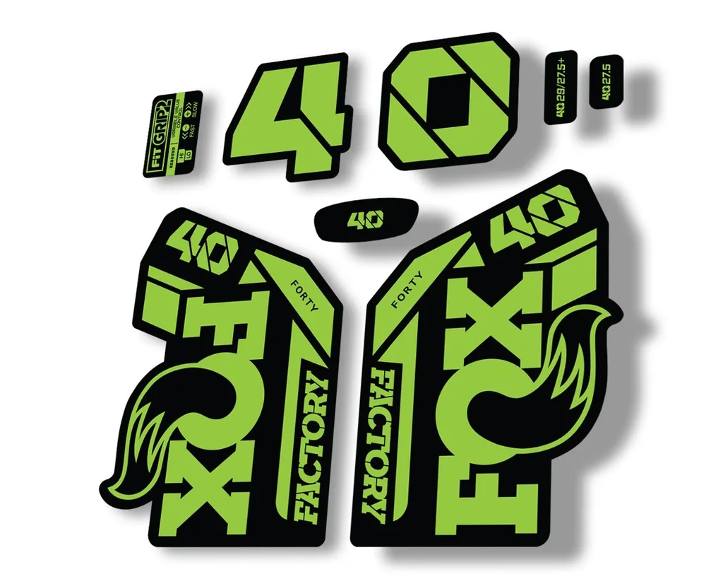 FOX 40 2021 Factory Forks Suspension Decals Sticker Set Adhesive Green - 1