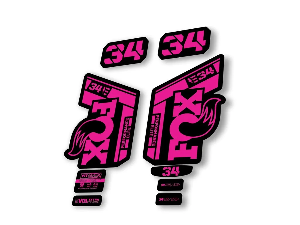 Fox 34 2022 Performance Elite E Bike Fork Decals Suspension Sticker Pink - 1