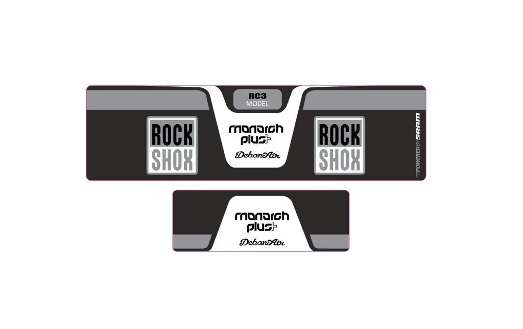 Rock Shox MONARCH Plus RC3 Debon Air Rear Shock Decal Sticker Adhesive Gray - 1