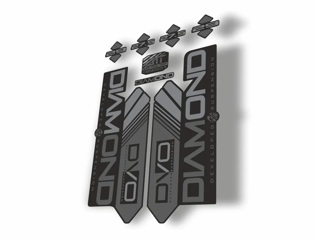 DVO 2016 Diamond 27.5 - 29 Fork Suspension Sticker Decal Kit Adhesive Gray - 1