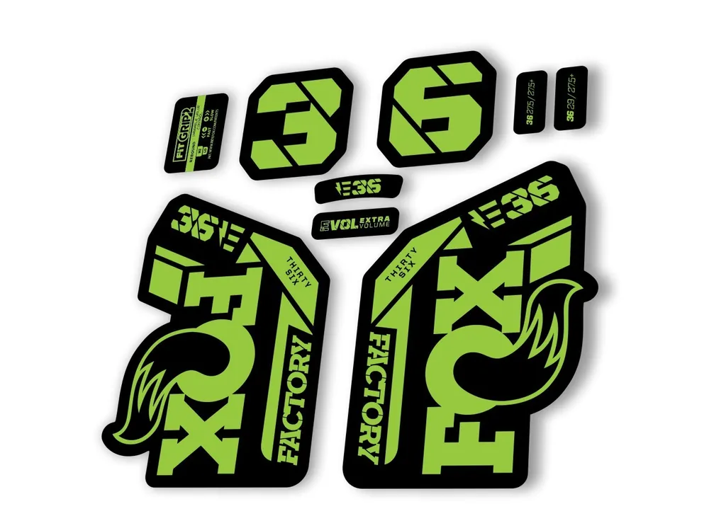 FOX 36 E-Bike Fork Decal Sticker Set 2021 Factory MTB Suspension Graphics Green - 1