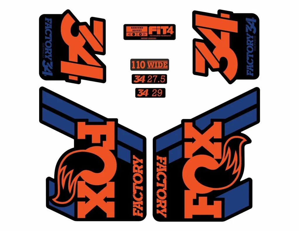 FOX 34 Float 2018-19 Forks Suspension Factory Decals Sticker Adhesiv Blue Orange - 1
