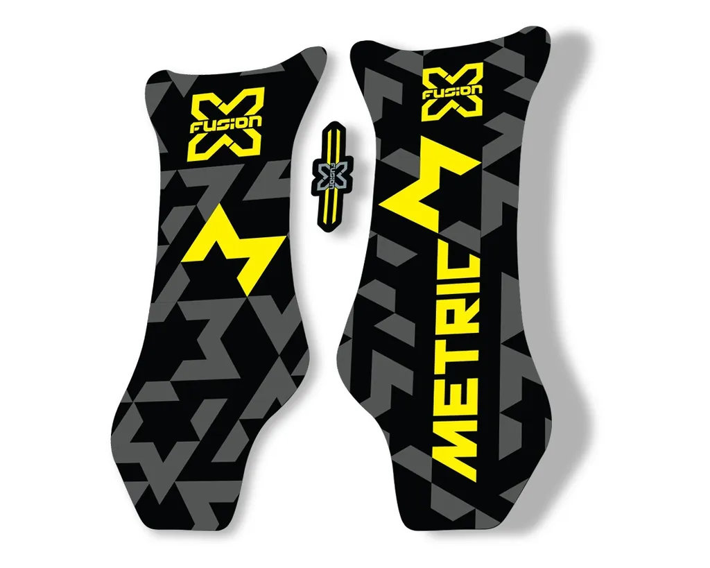 X Fusion Metric 2018 Front Shock Suspension Sticker Factory Decal Yellow - 1