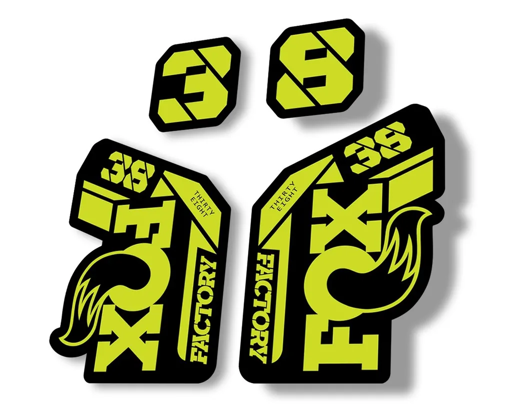 FOX 38 2021 Factory Forks Suspension Decals Sticker Set Adhesive Lime Green - 1