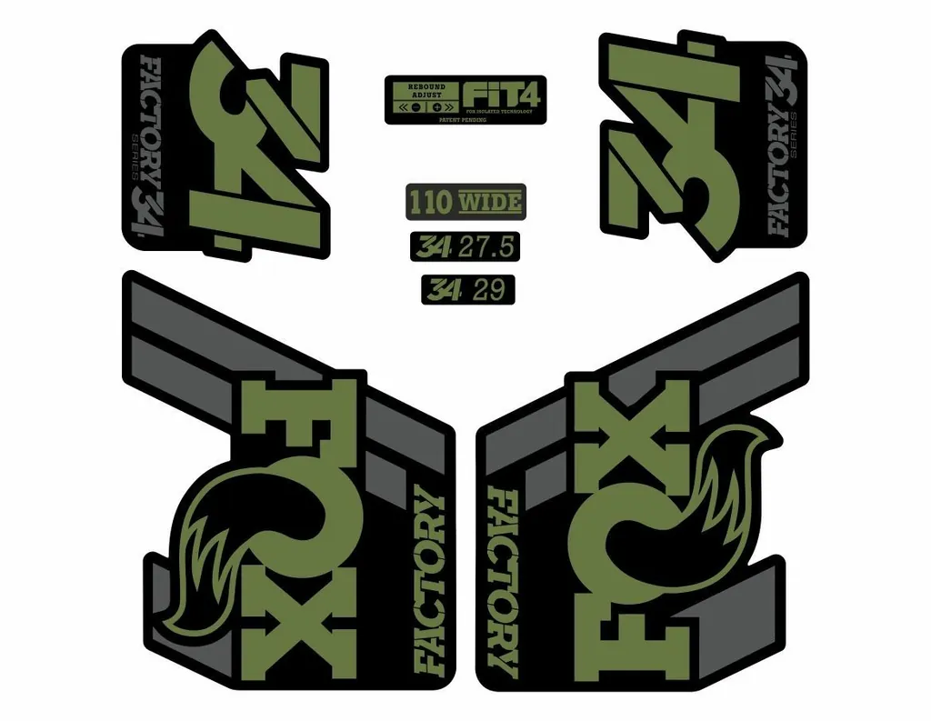 FOX 34 Float 2018-19 Forks Suspension Factory Decal Sticker Adhesive Olive Gray - 1