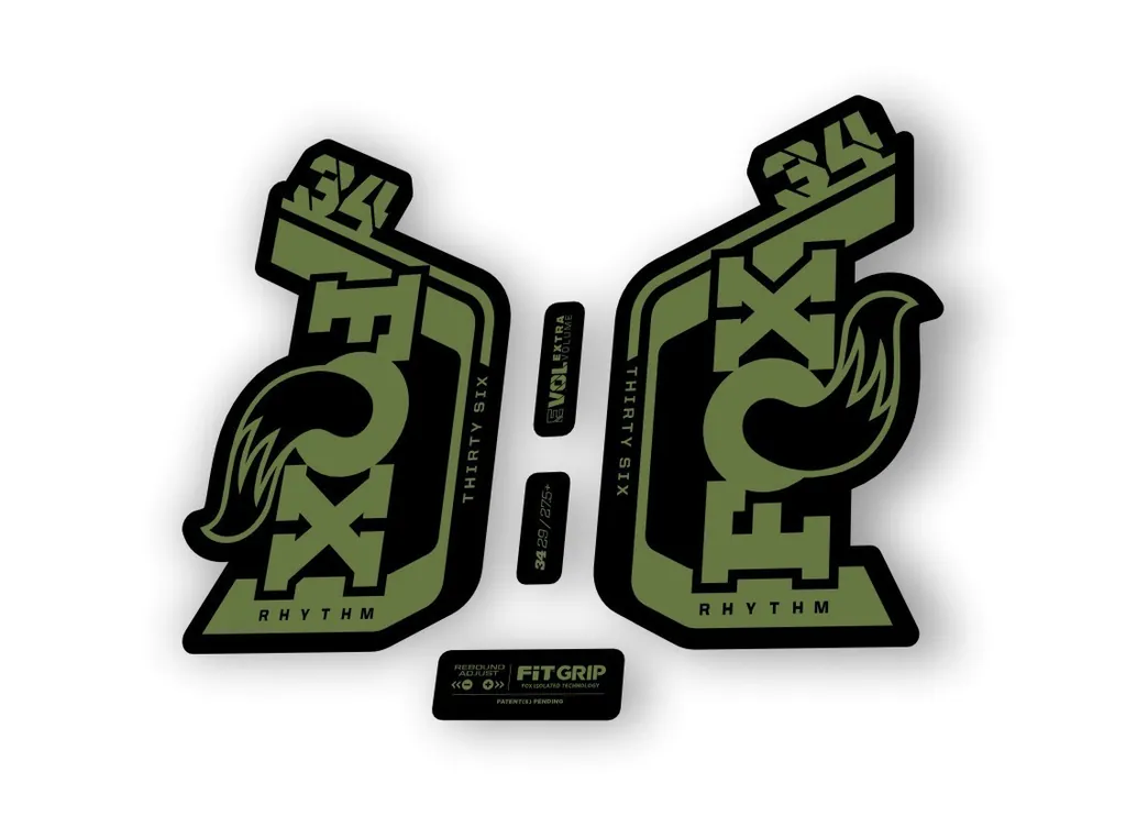 Fox 34 Rhythm 2024 Fork Suspension Factory Decal Sticker Adhesive Olive - 1