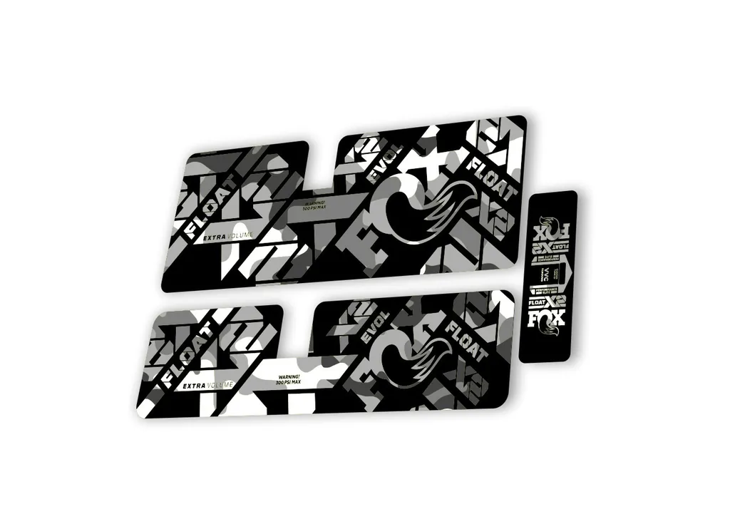 FOX X2 Performance Elite 2021 Rear Shock Suspension Sticker Decal Kit White Camo - 1