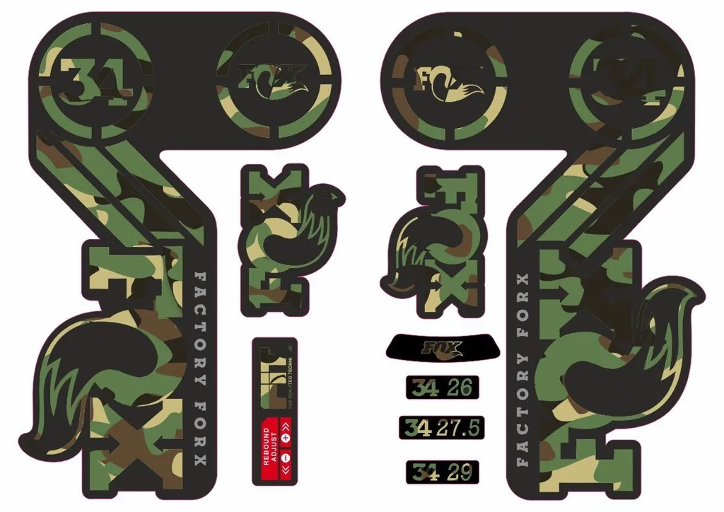 FOX 34 Heritage 2015 Fork Suspension Factory Decal Sticker Adhesive Camuflage - 1