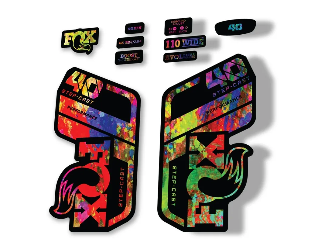 FOX 40 Step Cast SC 2021 Performance Fork Decals Suspension Sticker Oil Slick - 1