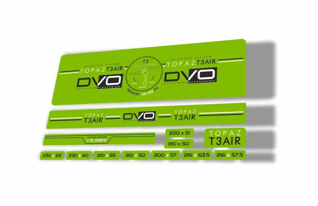DVO 2016 Topaz T3 Air Rear Shock Suspension Sticker Factory Decal Adhesive Green - 1