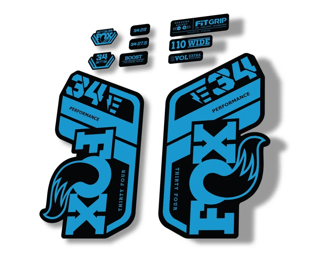 FOX 34 Performance E Bike 2021 Factory Fork Decals Suspension Sticker Blue - 1