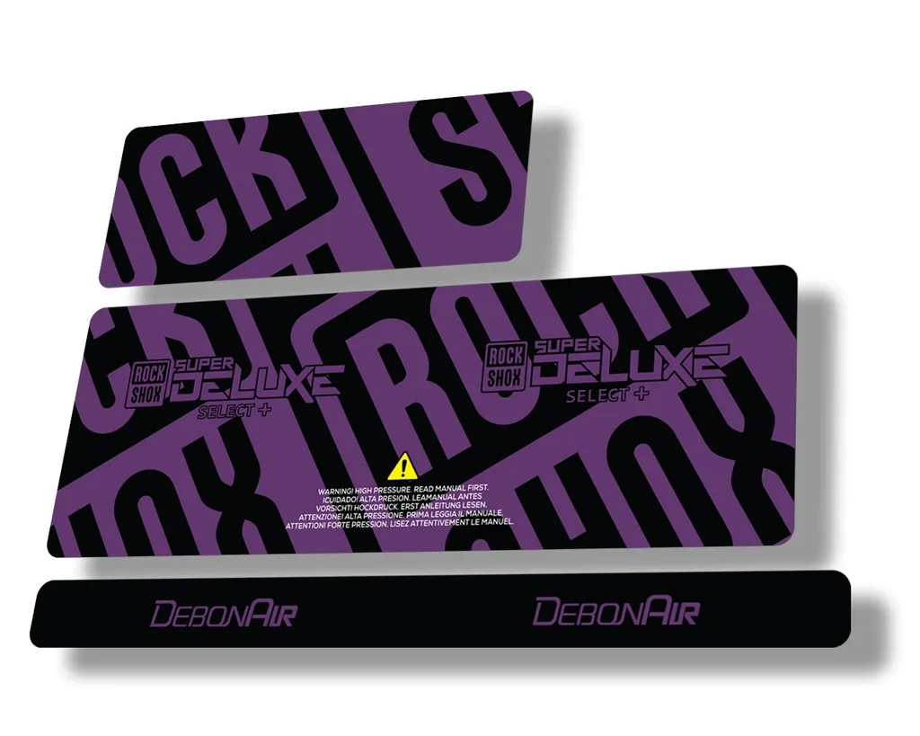 Rock Shox Super Deluxe Select Plus 2020 Rear Shock Decal Sticker Set Purple - 1