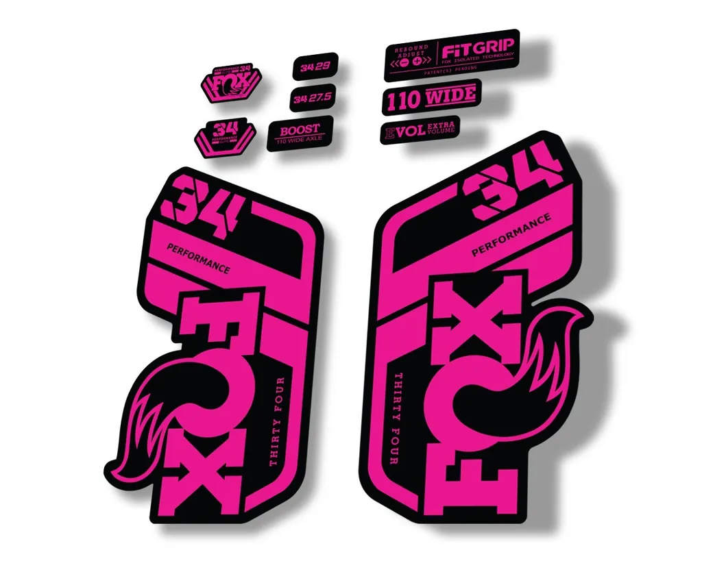 FOX 34 Performance 2021 Factory Fork Decals Suspension Sticker Pink - 1