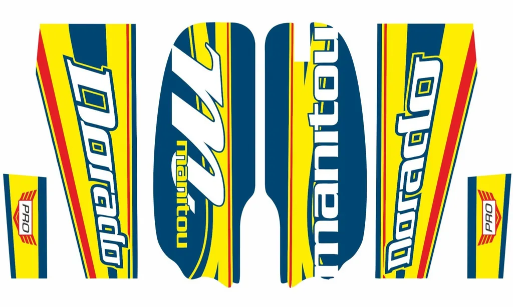 Manitou Dorado Pro Fork Suspension Graphic Decal Kit Sticker Set Blue Yellow - 1