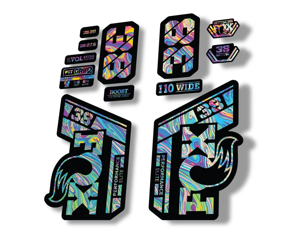 FOX 38 Performance Elite 2021 Forks Suspension Factory Decal Sticker Oil Slick1 - 1