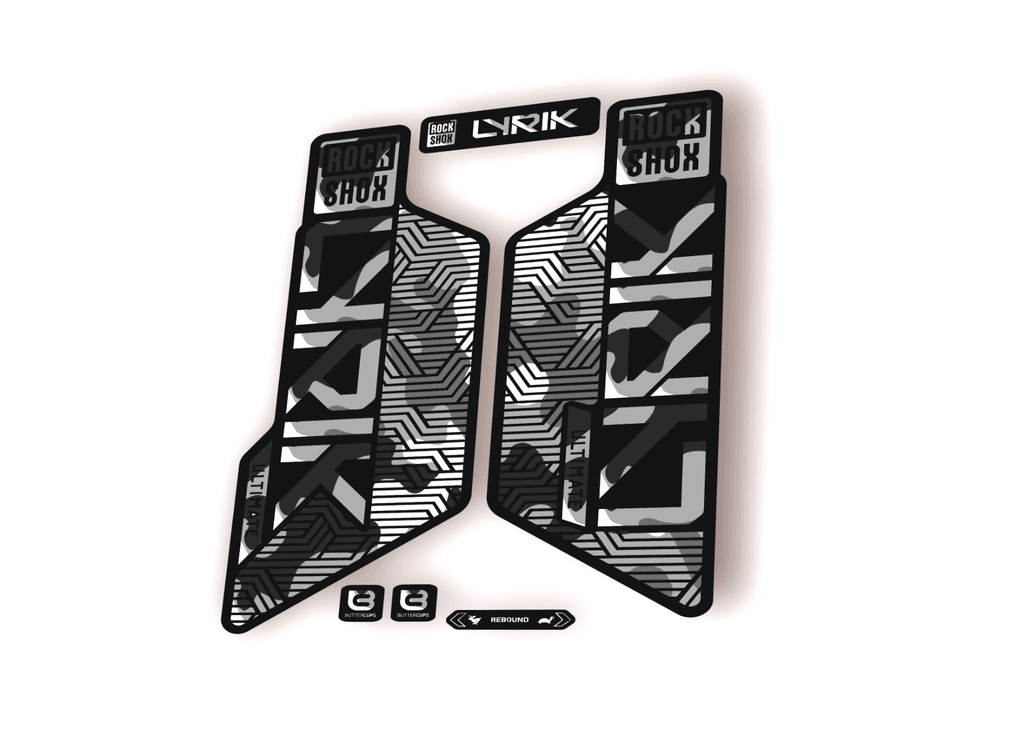 Rock Shox LYRIK ULTIMATE 2025 Flight Attendant Bike Decal Sticker White Camo - 1