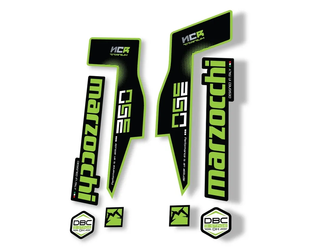 Marzocchi 350 NCR Titanium Fork Suspension Sticker Decal Adhesive Kit Green - 1