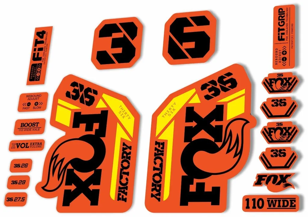 FOX 36 Factory 2021 Federgabel Aufkleber Set MTB Orange Gelb - 1