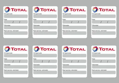 8x TOTAL Oil Change Service Reminder Stickers Decals Adhesive Labels Die Cut - 1