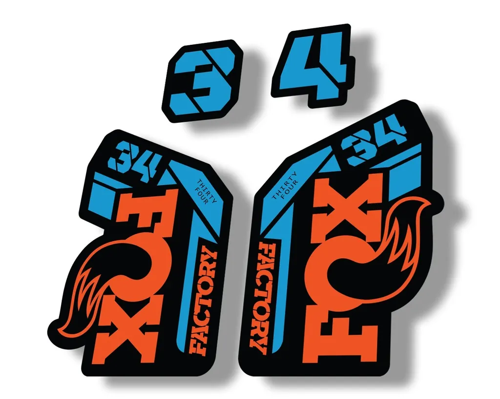 FOX 34 2021 Factory Forks Suspension Decal Sticker Orange Blue - 1