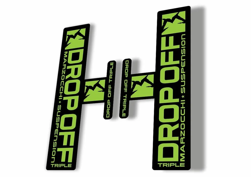 Marzocchi Drop Off Triple 2005 Fork Suspension Sticker Decal Kit Adhesive Green - 1