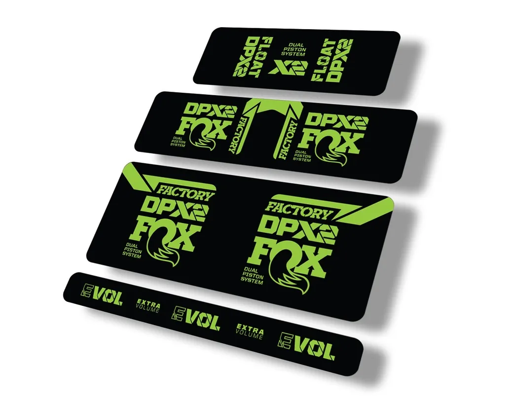 FOX Float DPX2 2021 Rear Shock Suspension Sticker Factory Decal Full Set Green - 1