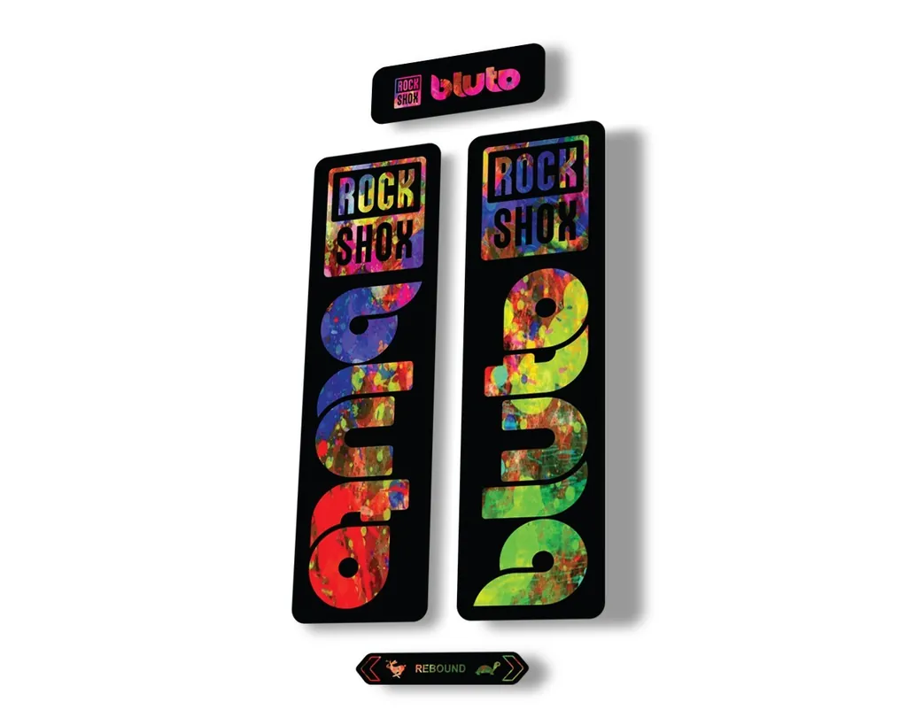 Rock Shox BLUTO 2021 Mountain Bike Cycling Decal Kit Sticker Adhesive Oil Slick - 1