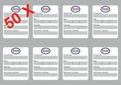 50x ESSO Oil Change Service Reminder Stickers Decals Adhesive Labels Die Cut - 1