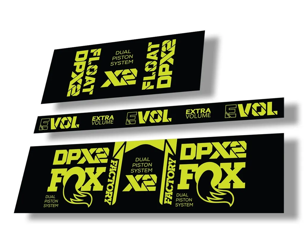 FOX Float DPX2 2021 Factory Rear Shock Suspension Sticker Decal Kit Lime Green - 1