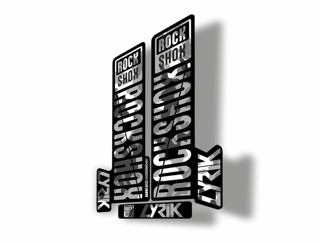Rock Shox LYRIK 2018 Mountain Bike Cycling Decal Kit Sticker Adhesive White Camo - 1