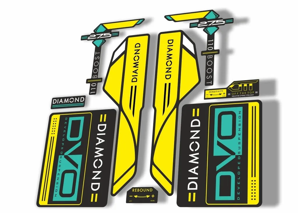 DVO 2017 Diamond Boost 27.5 Fork Suspension Sticker Decal Adhesiv Yellow Dolphin - 1