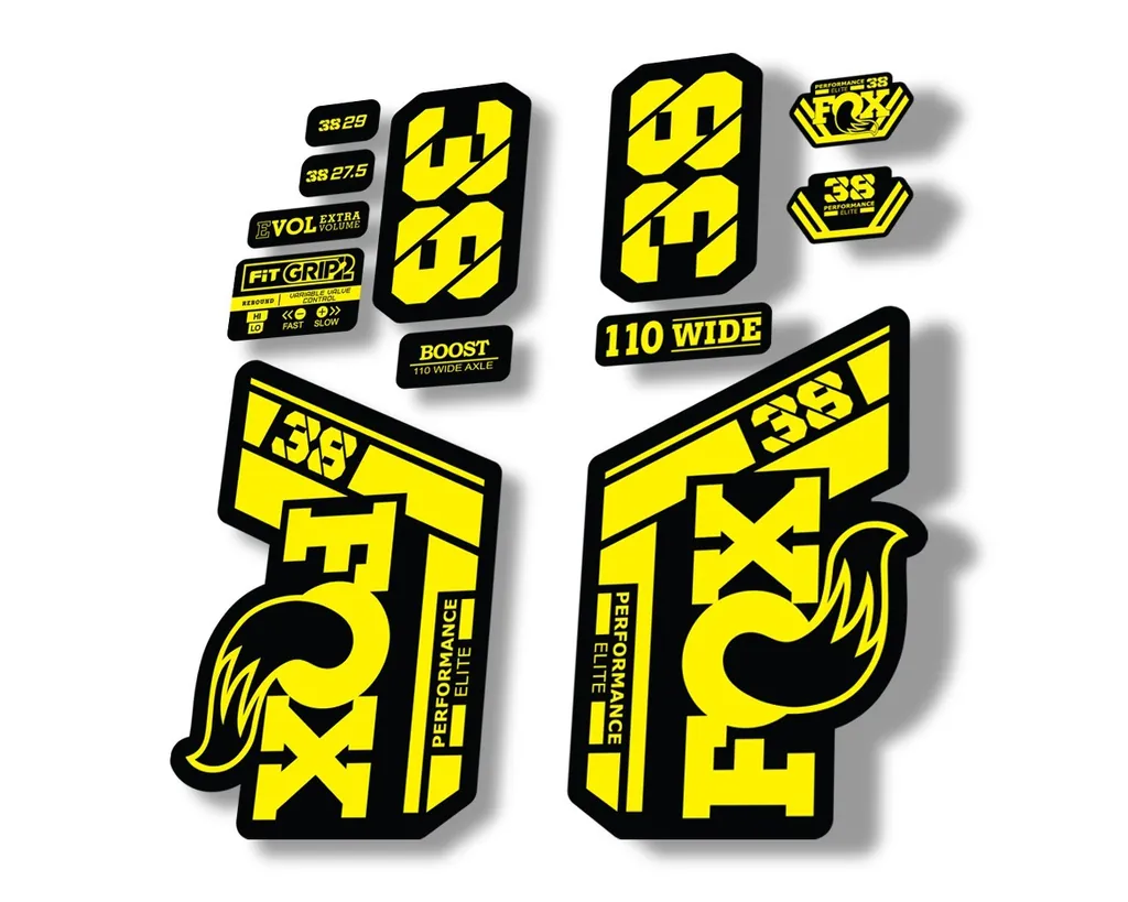 FOX 38 Performance Elite 2021 Forks Suspension Factory Decal Sticker Yellow - 1