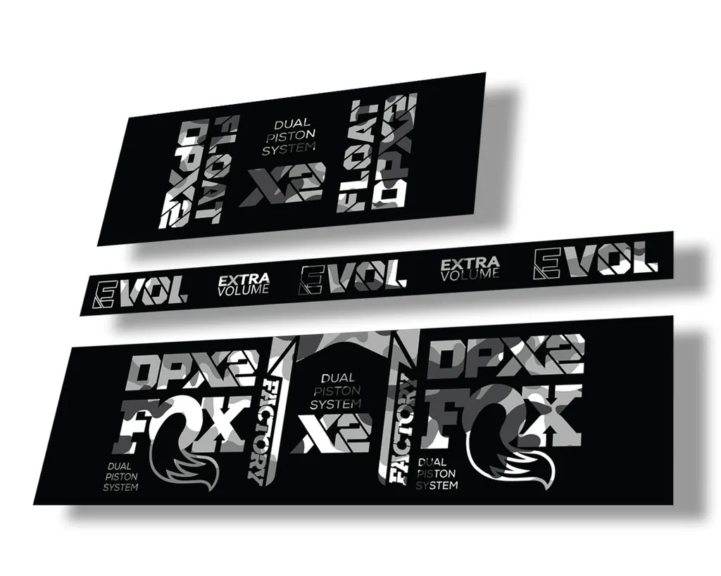 FOX Float DPX2 2021 Factory Rear Shock Suspension Sticker Decal Kit White Camo - 1