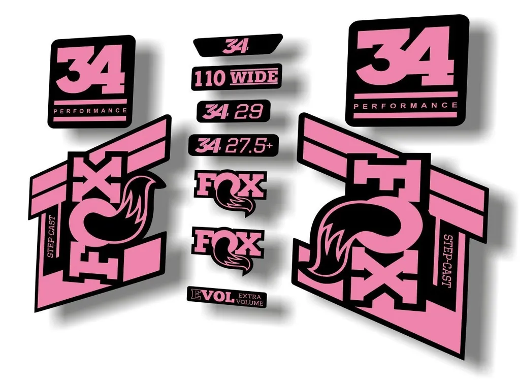 FOX 34 Step Cast SC 2020 Fork Suspension Factory Decal Sticker Set Light Pink - 1