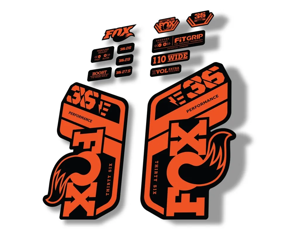 FOX 36 Performance E Bike 2021 Forks Suspension Factory Decal Sticker Orange - 1