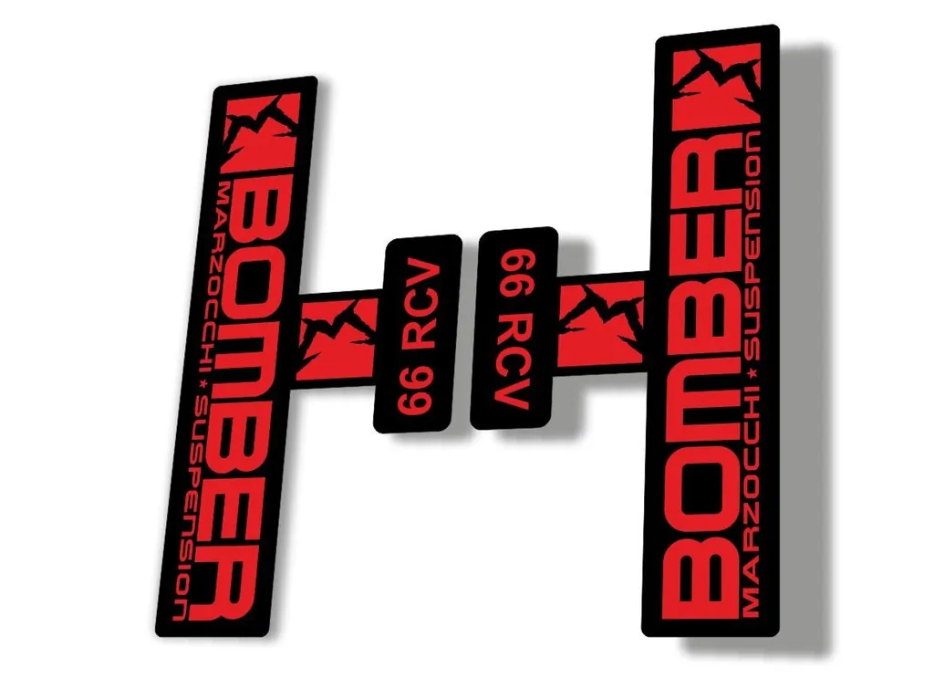 Marzocchi Bomber 66 RCV 2009 Fork Suspension Sticker Decal Kit Adhesive Red - 1