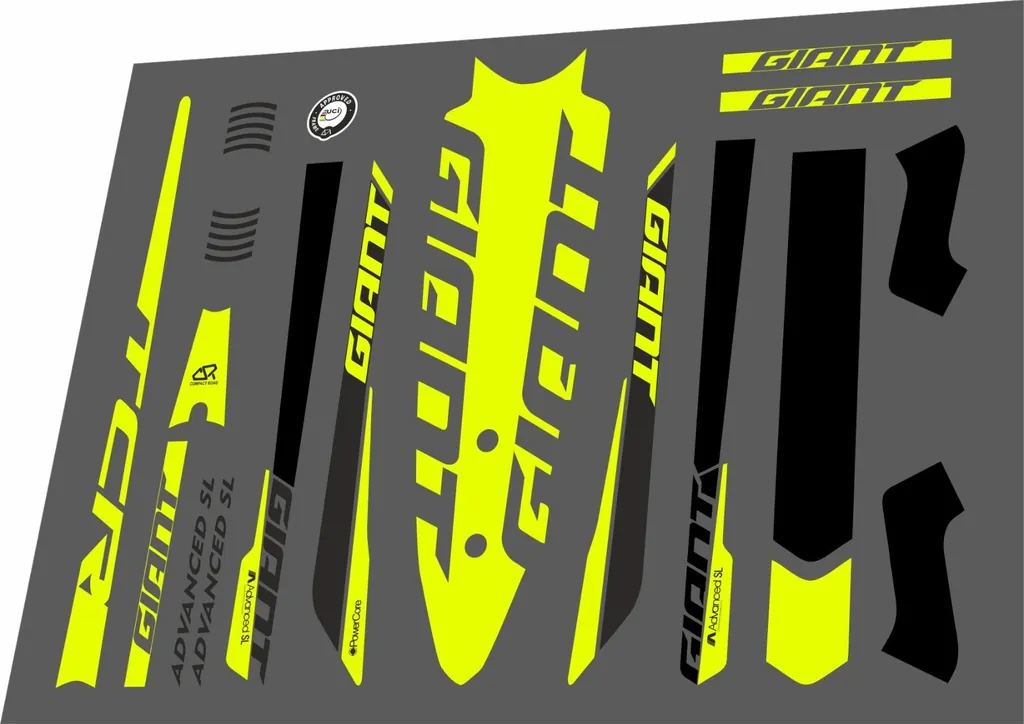 Bicycle Vinyl Stickers – Fits GIANT TCR Advanced SL Bike Frames – Lime Green - 1