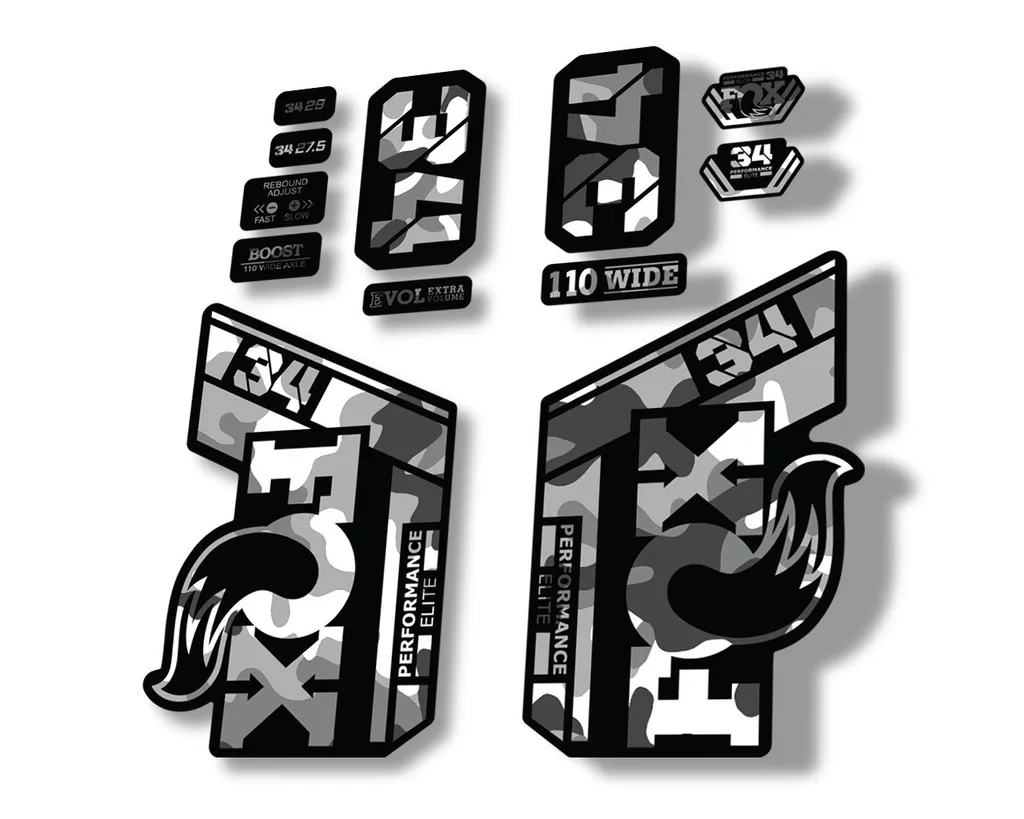 FOX 34 Performance Elite 2021 Factory Fork Decals Suspension Sticker White Camo - 1