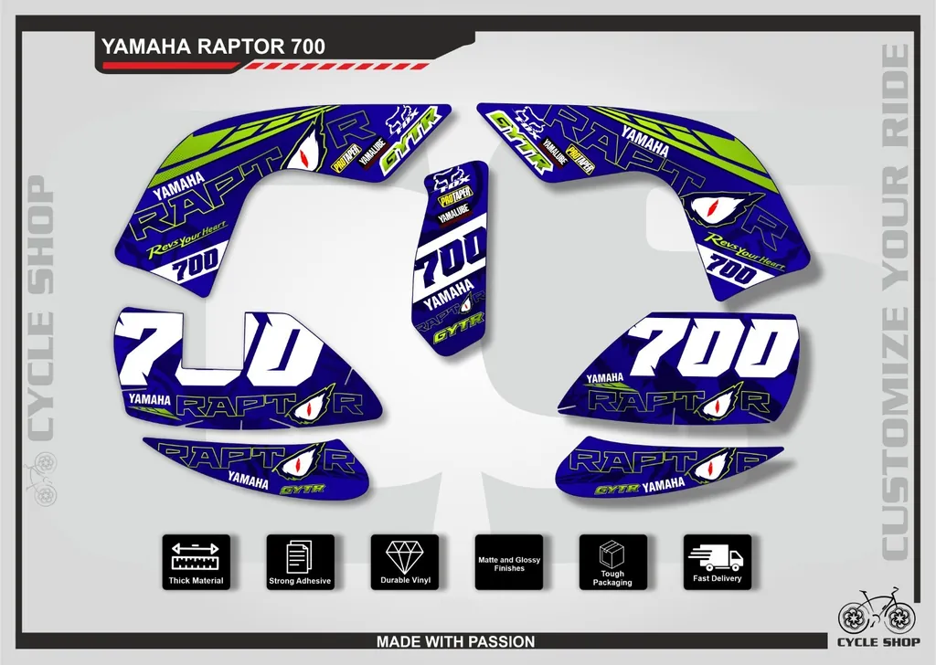 Fits Yamaha Raptor 700 Full Graphic Kit Decal Sticker Wrap Set 2006-2024 - 1